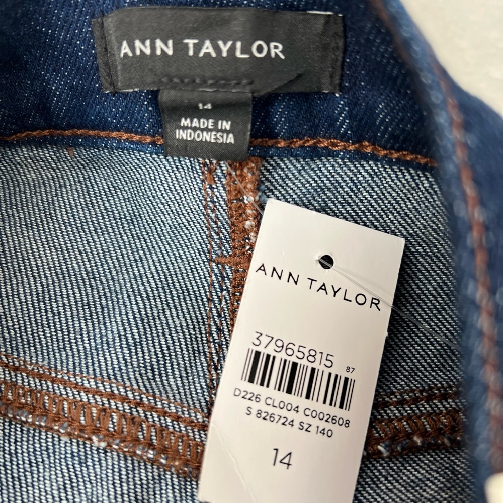 Ann Taylor The Straight Jeans High Rise Dark Wash Perfect Pocket size 14 Cropped - Picture 9 of 11
